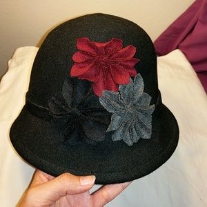 Black felt Cloche hat